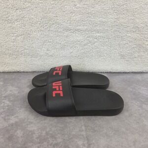 UFC Mens Slide Sandals Black Red Logo Athletic Slip On Shoes Gym Shower Slides